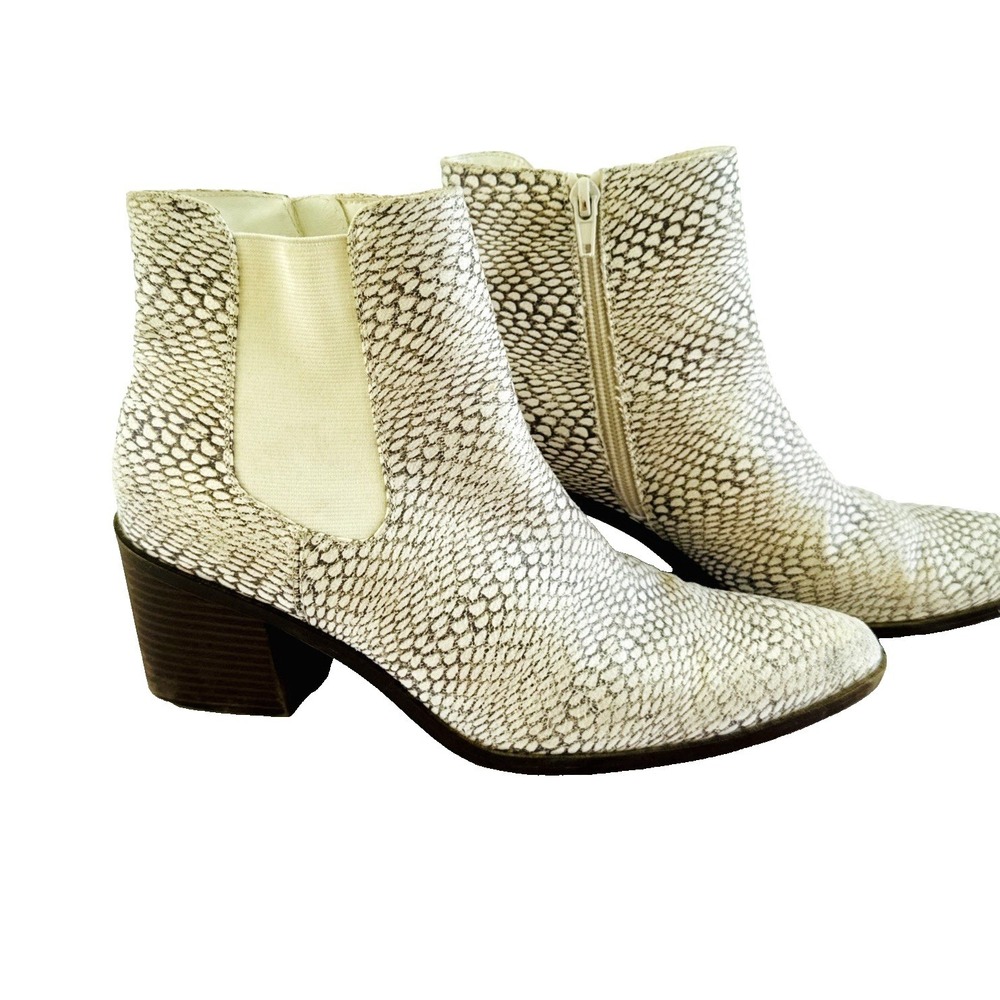 The Limited Kiki Ankle Booties Womens 8.5 Faux Snakeskin Pointed Toe Block Heel - Picture 2 of 8